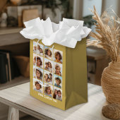 12フォトコラージュと金ゴールド背景 ミディアムペーパーバッグ