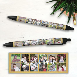 12フォトコラージュと金ゴールド背景 黒ボールペン