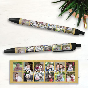 12フォトコラージュと金ゴールド背景 黒ボールペン