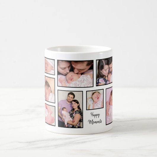 12フォトコラージュによる思い出インスパイアの引用文 コーヒーマグカップ (中央)