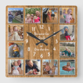 12フォトコラージュのパーソナライズされた壁掛け時計 スクエア壁時計