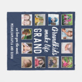 12フォトコラージュの孫たちが命の大引用文 フリースブランケット (正面(横))