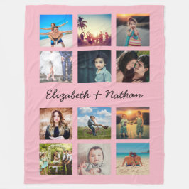 12フォトコラージュカスタムファミリーピンクの作成 フリースブランケット