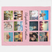12フォトコラージュカスタムファミリーピンクの作成 フリースブランケット (正面(横))