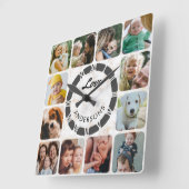 12フォトコラージュカスタムファミリーラブスクエアウォールCl スクエア壁時計 (傾斜)