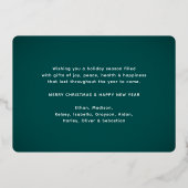 12フォトコラージュティール（緑がかった色）なんて年だ！スクリプトモダン 箔シーズンカード (裏面)