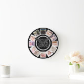 12フォトコラージュパーソナライズされた白黒  ラウンド壁時計 (ホーム)