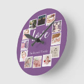 12フォトコラージュパーパーソナライズされたプル ラウンド壁時計 (傾斜)