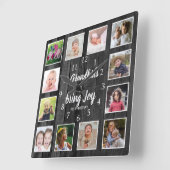 12フォトコラージュブラックウッドグランドキッズ引用文 スクエア壁時計 (傾斜)