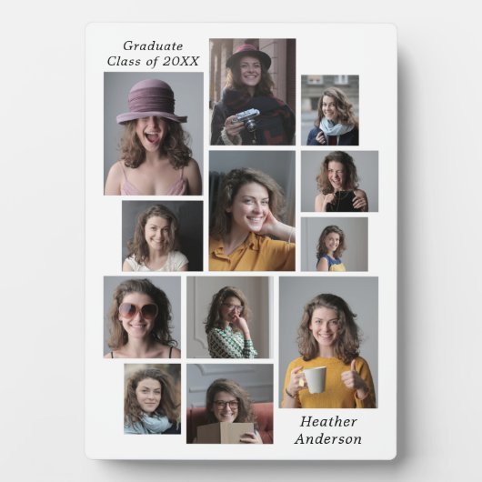 12フォトコラージュ任意の名前の追加の卒業 フォトプラーク (正面)