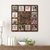 12フォトコラージュ孫引用文パレットウッド スクエア壁時計