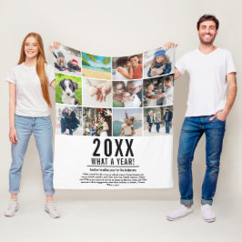 12フォトコラージュ家族レビューモダン年 フリースブランケット