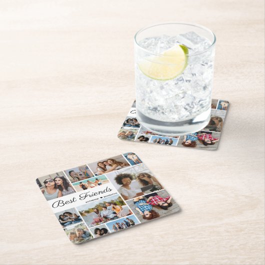 12フォトコラージュ最高のフォン永遠 スクエアペーパーコースター (インサイチュ)
