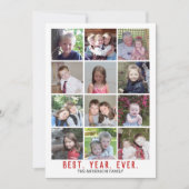 12フォトコラージュ最高の年毎クリスマスレッド シーズンカード (正面)