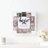 12フォトコラージュ白パーソナライズされた色 スクエア壁時計 (ホーム)