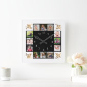 12フォトコラージュ自分の黒を作成 スクエア壁時計 (ホーム)