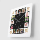 12フォトコラージュ自分の黒を作成 スクエア壁時計 (傾斜)