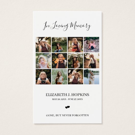 12フォトコラージュ葬儀記念祈りの言葉カード (正面)