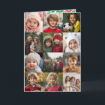12フォトコラージュ2面クリスマス – ダウンロード2023 カード<br><div class="desc">鮮やかで明るいレトロなヘリンボーンのパターンは緑と赤。正面は完全に写真で覆われている。12の正方形の写真を使用しユニークて、レトロなブロックフォントを内側にフェスティバルラインアートのパターンとトレンディーメリークリスマスのあいさつストライプきを作る。変更をもし行うにはのまわりにクリック、ボタンに何も移動する必要があカスタマイズる。</div>