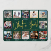 12フォトコラージュ&キャプショングリーンなんと一年！ 箔シーズンカード (正面)