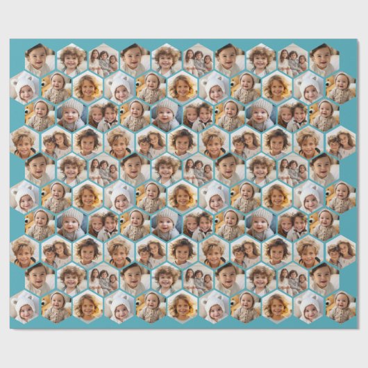 12フォトコラージュ – 六角ファンキーハニカム模様 ラッピングペーパー (フラット)