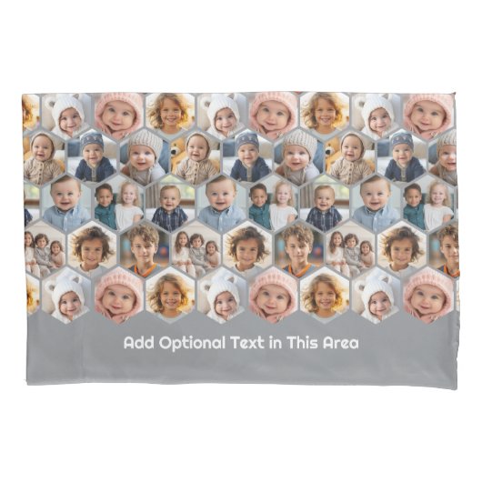 12フォトコラージュ – 六角ファンキーハニカム模様 枕カバー (正面)