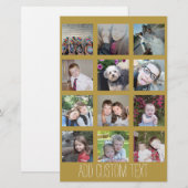 12フォトコラージュ – 金ゴールド背景ホリデーカード (正面/裏面)