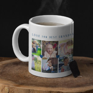 12フォトコラージュLOVE for 最高の GRANDPA navy blue コーヒーマグカップ