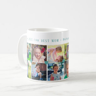 12フォトコラージュLOVE for 最高の MOM greenハート コーヒーマグカップ