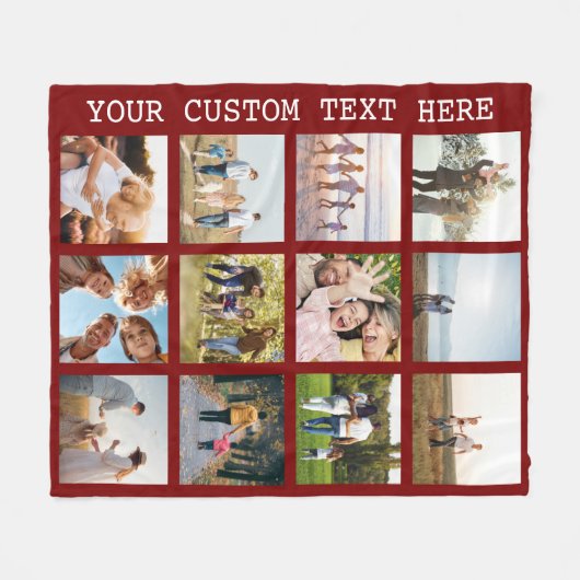 12フォトパーソナライズされたコラージュ フリースブランケット (正面(横))