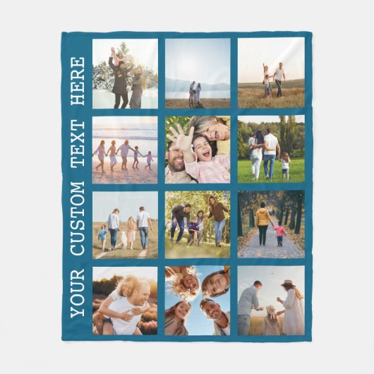 12フォトパーソナライズされたコラージュ フリースブランケット (正面)