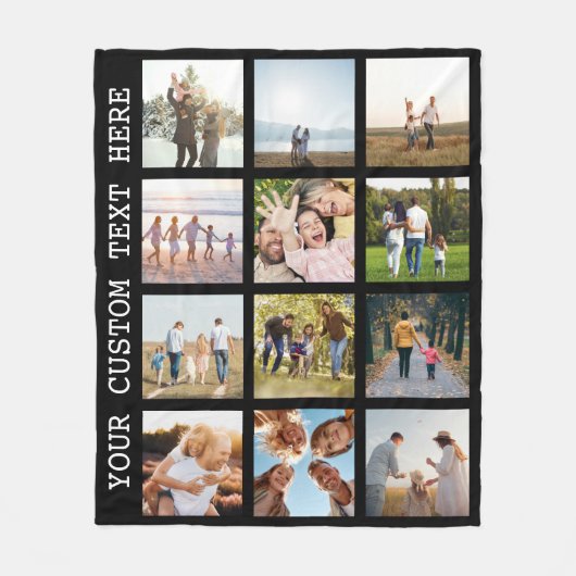12フォトパーソナライズされたコラージュ フリースブランケット (正面)