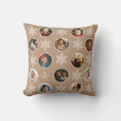 12フォトファミリーホワイトスノーフレークヴィンテージクリスマス クッション (正面)