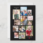12フォトファミリーメモリーコラージュとハートのブラック シーズンカード (正面)