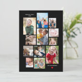 12フォトファミリーメモリーコラージュとハートのブラック シーズンカード (スタンド正面)