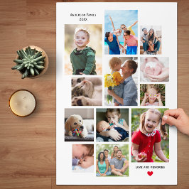 12フォトファミリーメモリーコラージュとハート ジグソーパズル