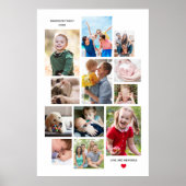 12フォトファミリーメモリーコラージュとハート ポスター (正面)