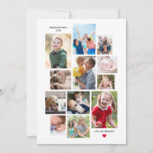 12フォトファミリーメモリーコラージュとハート(白) シーズンカード (正面)