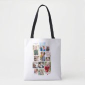 12フォトファミリーメモリーコラージュとハート（白） トートバッグ (正面)