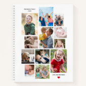 12フォトファミリーメモリーコラージュとハート(白) ノートブック (正面)