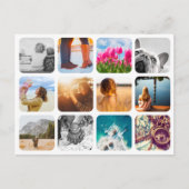 12フォトホリデーポストカードテンプレートグリッドフレーム ポストカード (正面)
