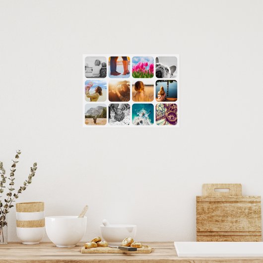 12フォトポスターテンプレートグリッド丸い枠壁 ポスター (キッチン)