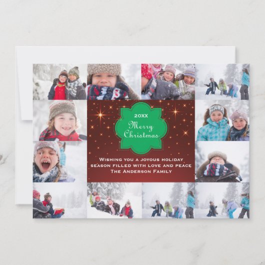 12フォトメリークリスマスコラージュ–5x7クリスマスカード シーズンカード (正面)