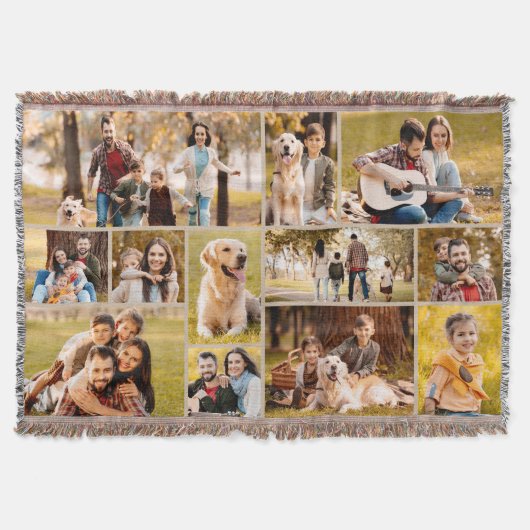 12フォトユニークコラージミニマルシンプルリスト スローブランケット (正面)