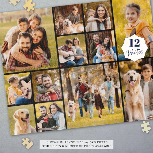 12フォトユニークコラージュシンプルブラック ジグソーパズル