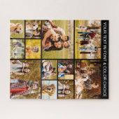 12フォトユニークコラージュシンプル文字ブラック ジグソーパズル (横)