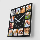 12フォトラウンドブラックウォールクロック スクエア壁時計 (傾斜)