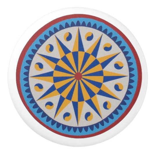 12ポイントスターペンシルバニアオランダ16進角ノブ セラミックノブ (正面)