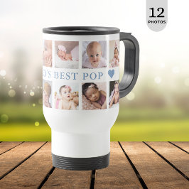 12モダンフォトコラージブルーワールド最高の ポップ・アートの トラベルマグ