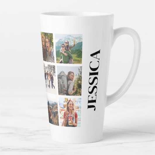 12モダンフォトコラージモノグラム名 カフェラテマグ (右)